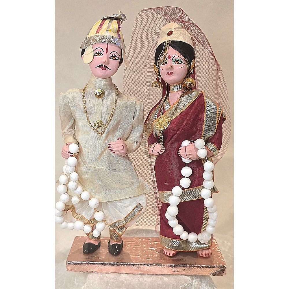 Vintage Handmade Indian Traditional Wedding‎ Wear Terracotta Dolls